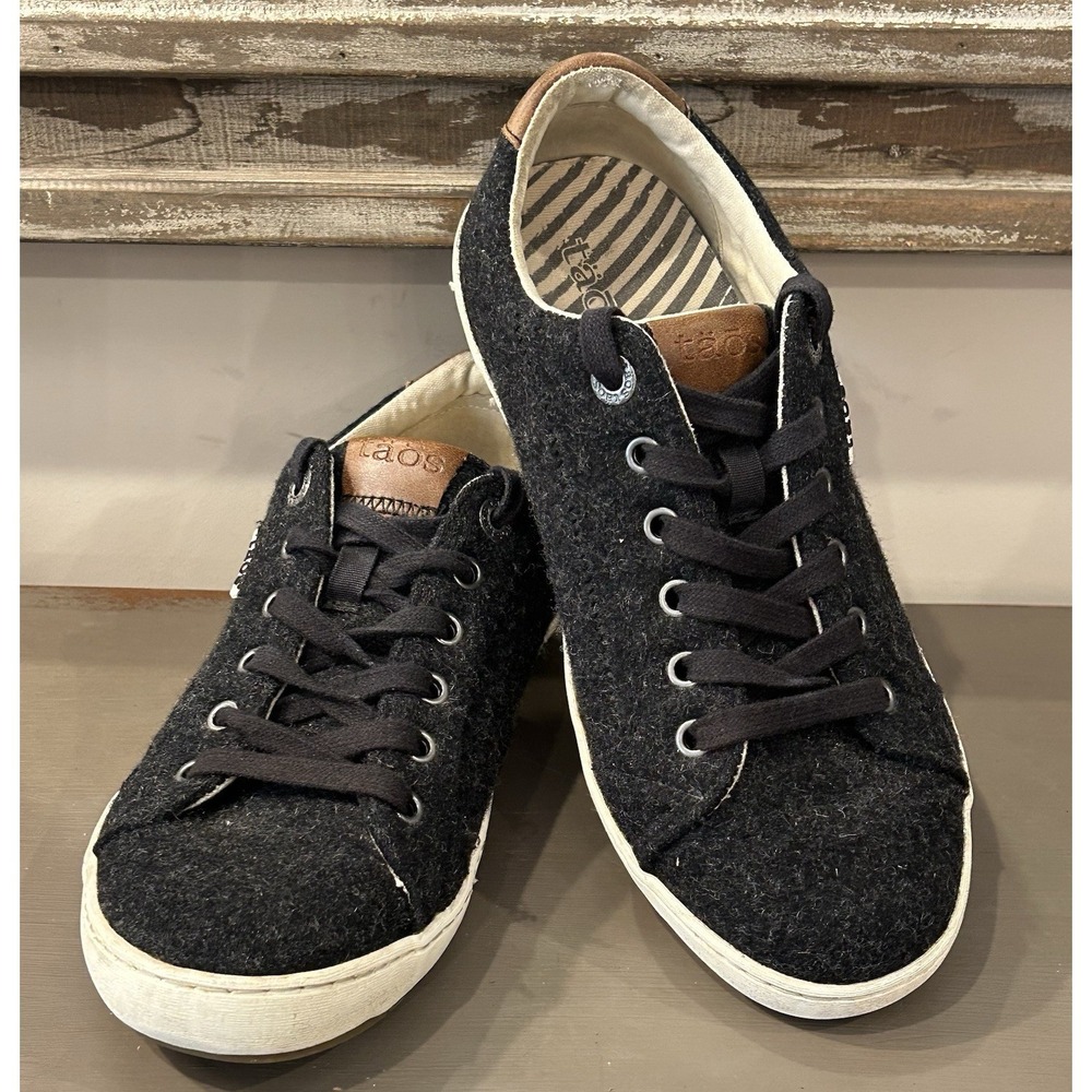 Taos Star Burst Shoes Sneakers Womens Size 8 Black Wool‎ Casual Lace Up Comfort